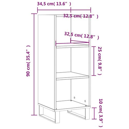 Skænk 34,5x32,5x90 cm konstrueret træ sonoma-eg