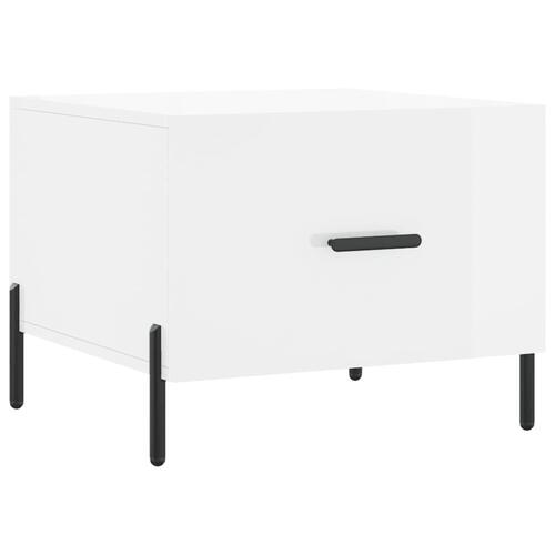 Sofabord 50x50x40 cm konstrueret træ hvid højglans