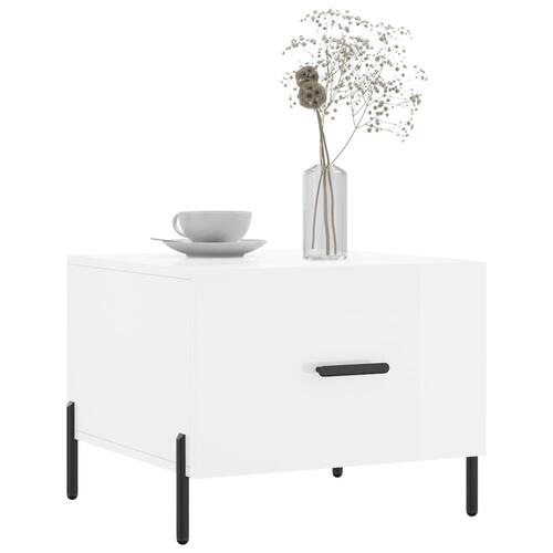 Sofabord 50x50x40 cm konstrueret træ hvid højglans