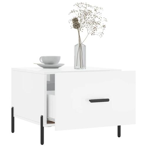 Sofabord 50x50x40 cm konstrueret træ hvid højglans