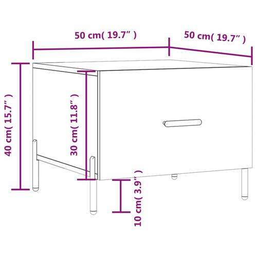 Sofabord 50x50x40 cm konstrueret træ hvid højglans
