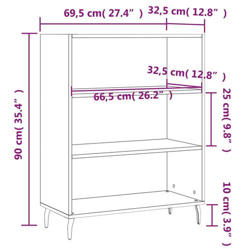 Skab 69,5x32,5x90 cm konstrueret træ hvid