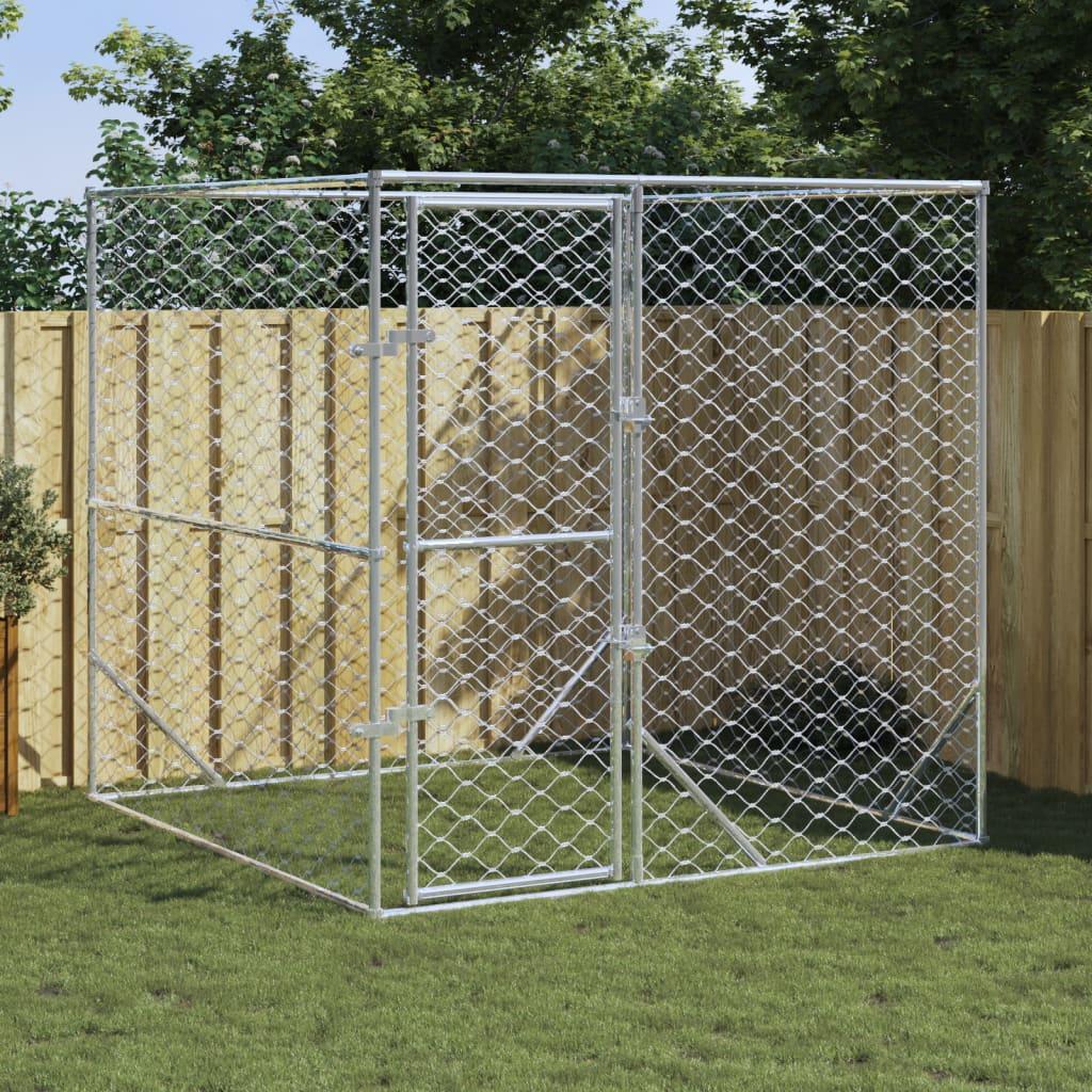 Udendørs hundegård 2x2x2 m galvaniseret stål sølvfarvet
