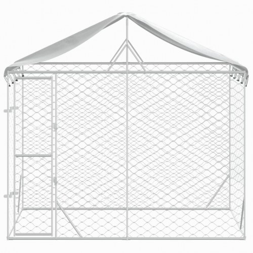 Udendørs hundegård med tag 3x1,5x2,5 m galvaniseret stål sølv