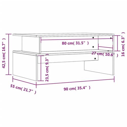 Sofabord 90x55x42,5 cm konstrueret træ sonoma-eg