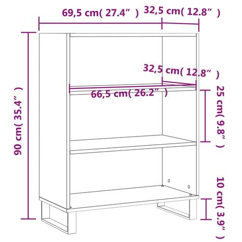 Skab 69,5x32,5x90 cm konstrueret træ hvid