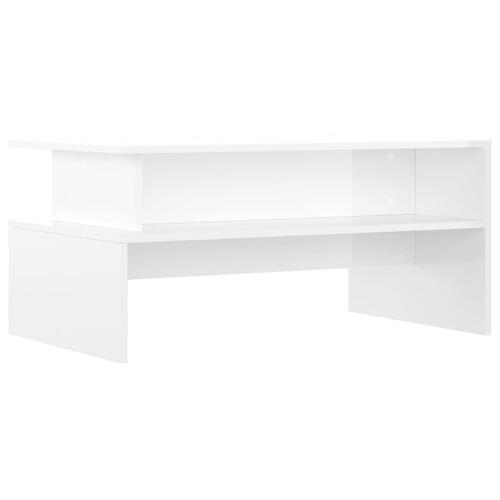 Sofabord 90x55x42,5 cm konstrueret træ hvid højglans