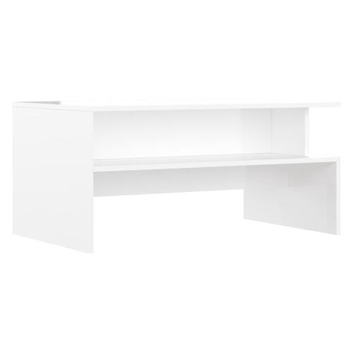 Sofabord 90x55x42,5 cm konstrueret træ hvid højglans