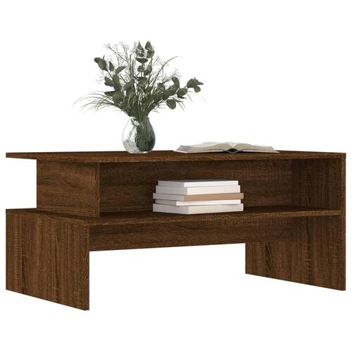Sofabord 90x55x42,5 cm konstrueret træ brun egetræsfarve
