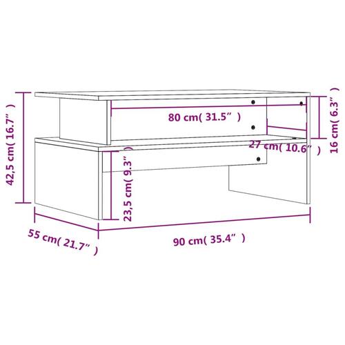 Sofabord 90x55x42,5 cm konstrueret træ brun egetræsfarve