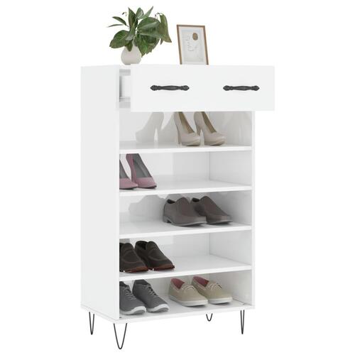 Skoreol 60x35x105 cm konstrueret træ hvid højglans