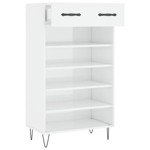 Skoreol 60x35x105 cm konstrueret træ hvid højglans
