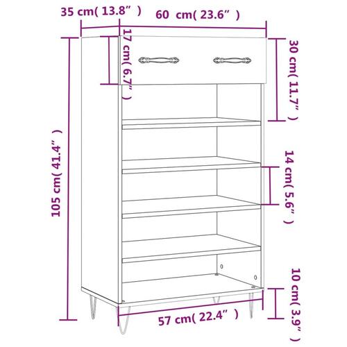 Skoreol 60x35x105 cm konstrueret træ sonoma-eg