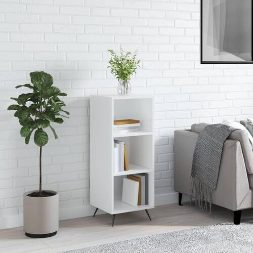 Hyldeskab 34,5x32,5x90 cm konstrueret træ hvid højglans
