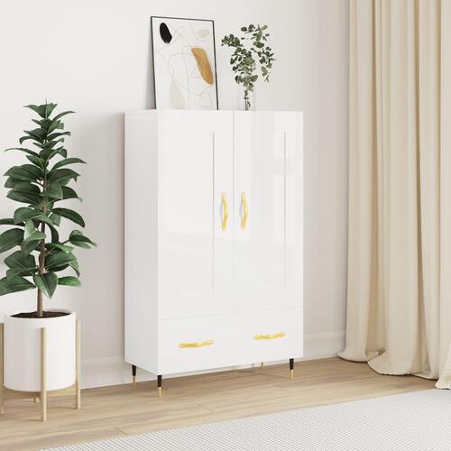 Skab 69,5x31x115 cm konstrueret træ hvid højglans