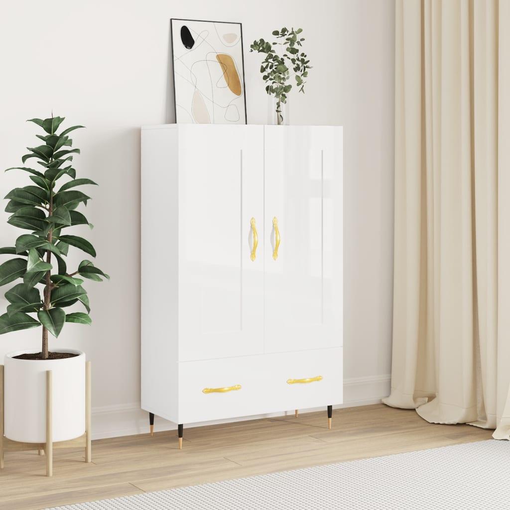 Skab 69,5x31x115 cm konstrueret træ hvid højglans