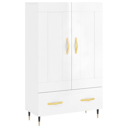 Skab 69,5x31x115 cm konstrueret træ hvid højglans