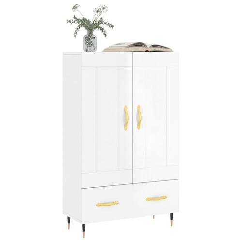 Skab 69,5x31x115 cm konstrueret træ hvid højglans