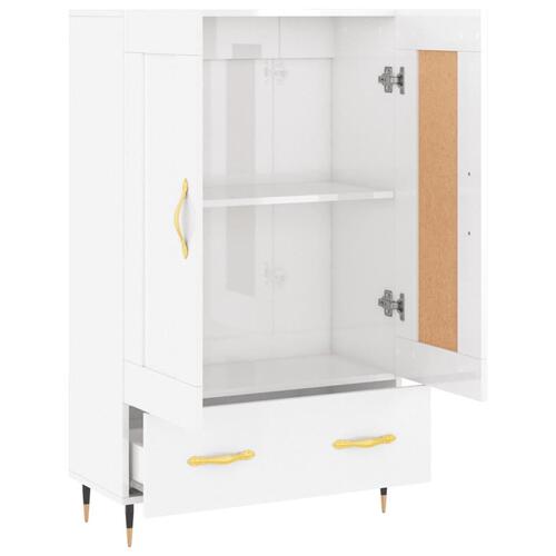 Skab 69,5x31x115 cm konstrueret træ hvid højglans