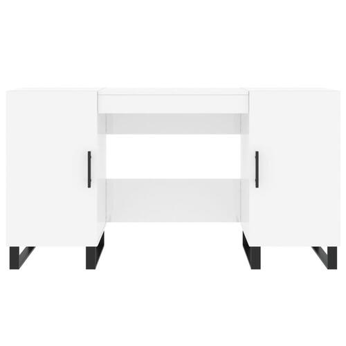 Skrivebord 140x50x75 cm konstrueret træ hvid højglans