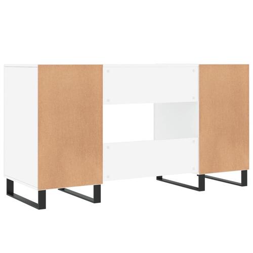 Skrivebord 140x50x75 cm konstrueret træ hvid højglans