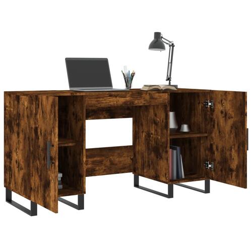 Skrivebord 140x50x75 cm konstrueret træ røget egetræsfarve