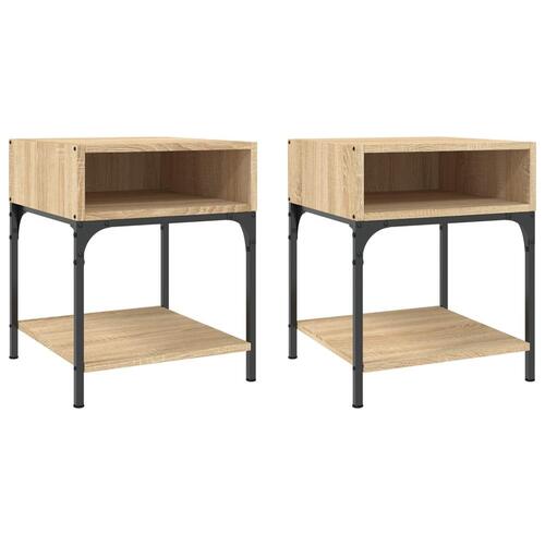 Sengeborde 2 stk. 40x41x50 cm konstrueret træ sonoma-eg