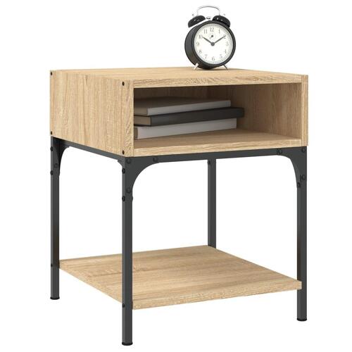 Sengeborde 2 stk. 40x41x50 cm konstrueret træ sonoma-eg