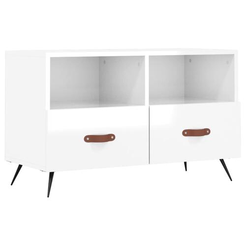 Tv-bord 80x36x50 cm konstrueret træ hvid højglans