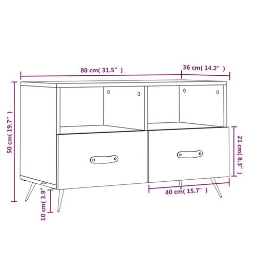 Tv-bord 80x36x50 cm konstrueret træ betongrå
