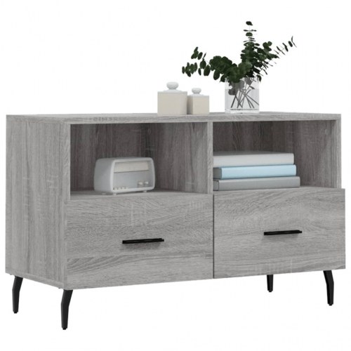 Tv-bord med 2 skuffer 80 x 36 x 50 cm - grå sonoma-eg