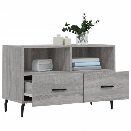 Tv-bord med 2 skuffer 80 x 36 x 50 cm - grå sonoma-eg
