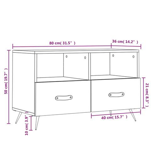 Tv-bord 80x36x50 cm konstrueret træ hvid