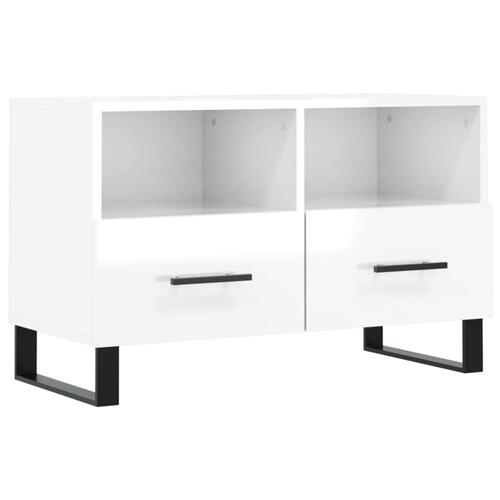 Tv-bord 80x36x50 cm konstrueret træ hvid højglans
