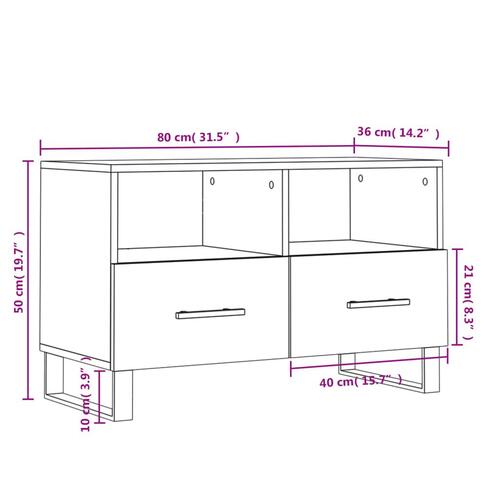 Tv-bord 80x36x50 cm konstrueret træ betongrå