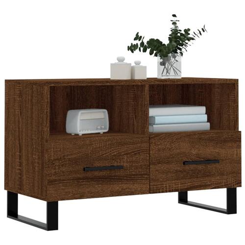 Tv-bord 80x36x50 cm konstrueret træ brun egetræsfarve