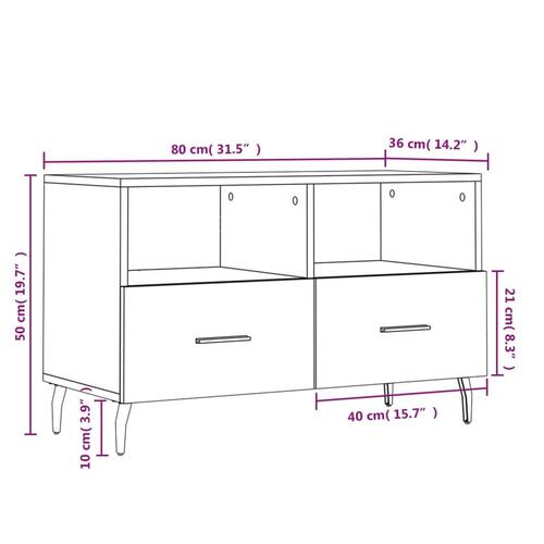 Tv-bord 80x36x50 cm konstrueret træ betongrå