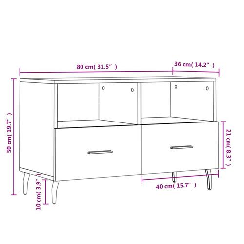 Tv-bord 80x36x50 cm konstrueret træ hvid højglans