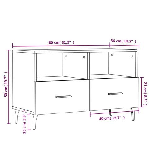 Tv-bord 80x36x50 cm konstrueret træ hvid