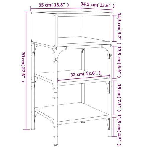 Sengebord 2 stk. 35x34,5x70 cm konstrueret træ grå sonoma-eg