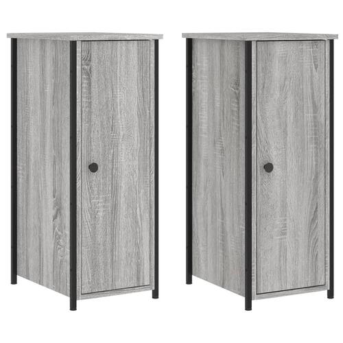 Sengeborde 2 stk. 32x42x80 cm konstrueret træ grå sonoma-eg