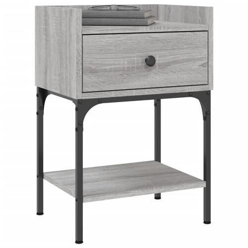 Sengeborde 2 stk. 40,5x31x60 cm konstrueret træ grå sonoma-eg