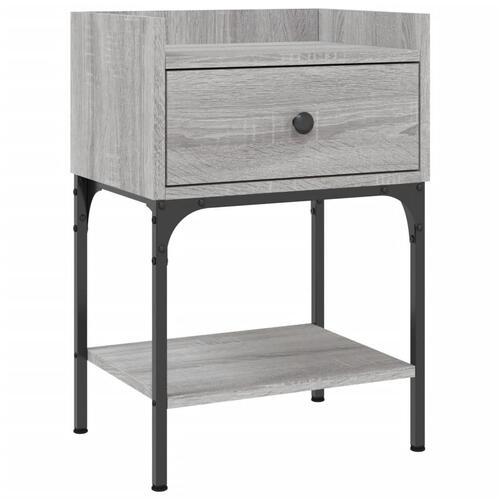 Sengeborde 2 stk. 40,5x31x60 cm konstrueret træ grå sonoma-eg