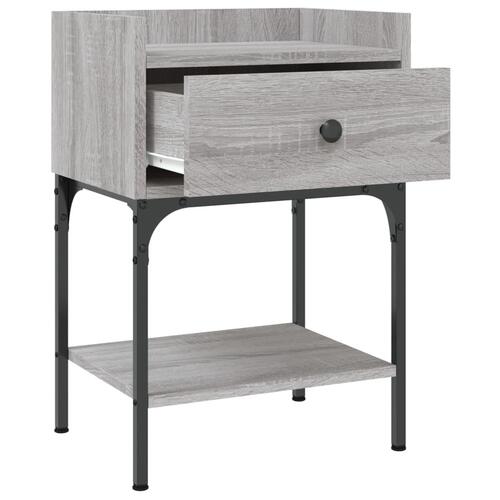 Sengeborde 2 stk. 40,5x31x60 cm konstrueret træ grå sonoma-eg