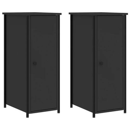 Sengeborde 2 stk. 32x42x80 cm konstrueret træ sort