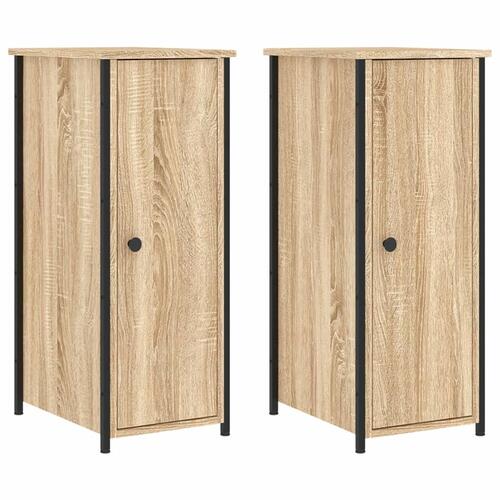 Sengeborde 2 stk. 32x42x80 cm konstrueret træ sonoma-eg