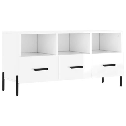 Tv-bord 102x36x50 cm konstrueret træ hvid højglans