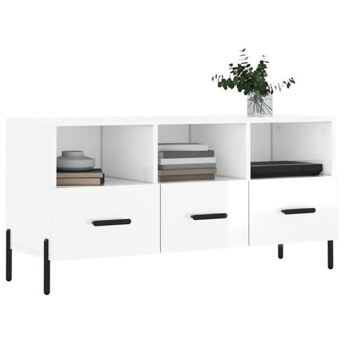 Tv-bord 102x36x50 cm konstrueret træ hvid højglans