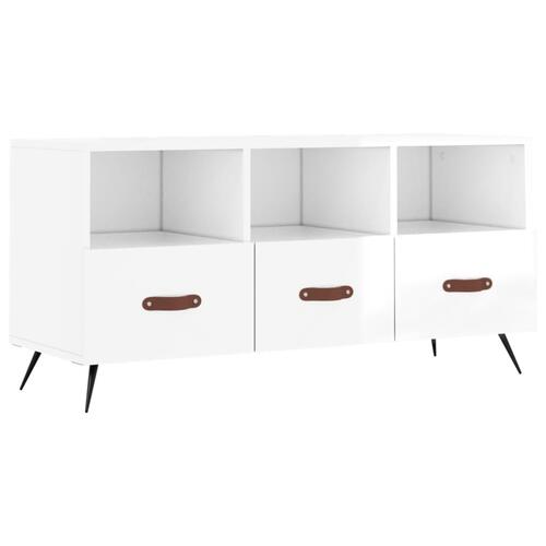 Tv-bord 102x36x50 cm konstrueret træ hvid højglans