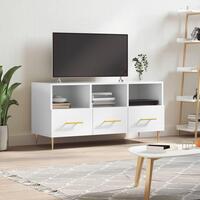 Tv-bord 102x36x50 cm konstrueret træ hvid højglans
